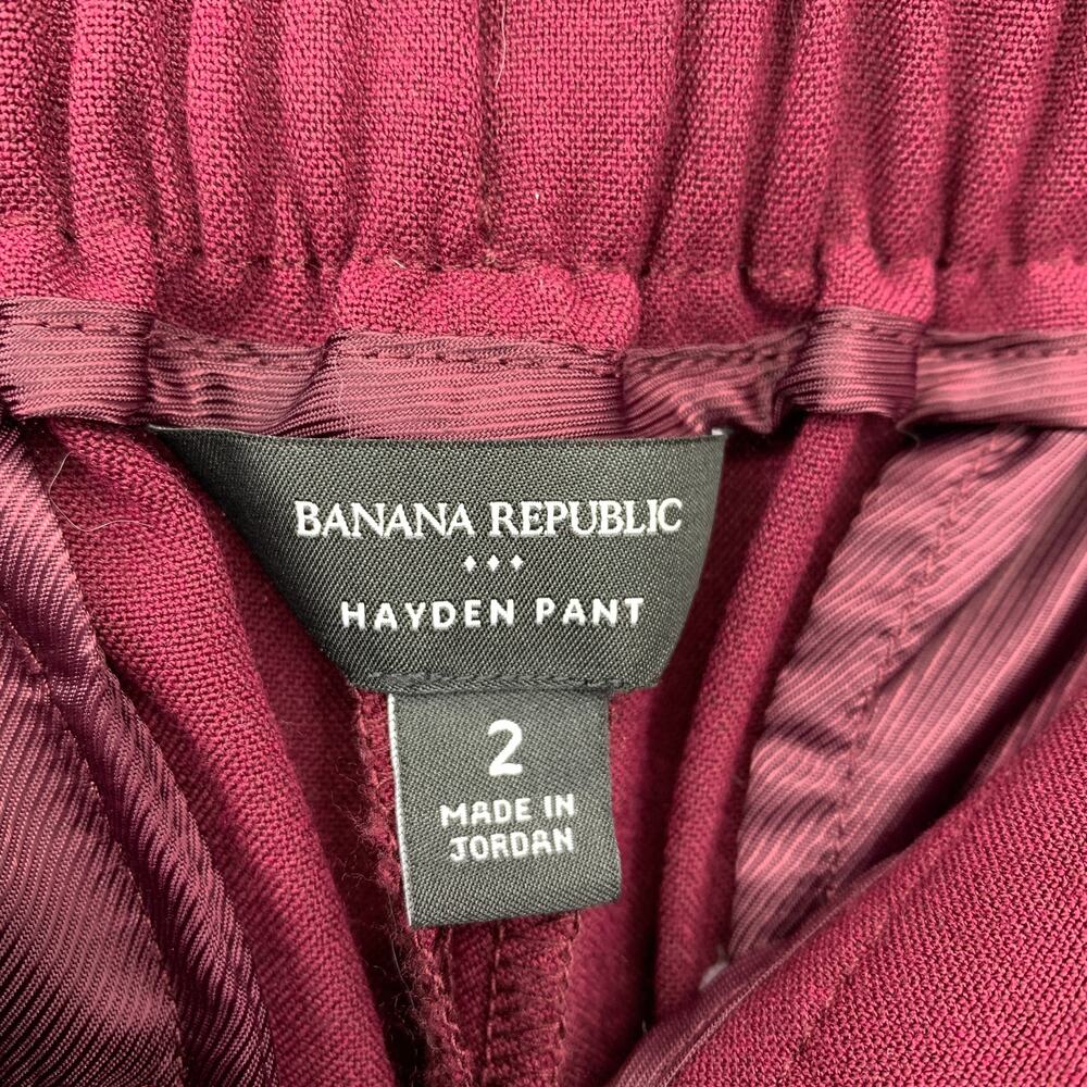 Banana Republic Factory Hayden Pants Womens Size 2 Maroon Burgundy Elastic Back - Picture 5 of 6